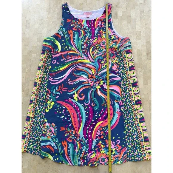 Lilly Pulitzer Jackie Shift Resort 'Beach Loot' Resort Vacation Colorful Silk M - Picture 5 of 8